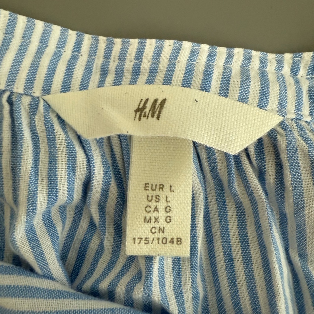 H&M Light Blue and White Striped Top